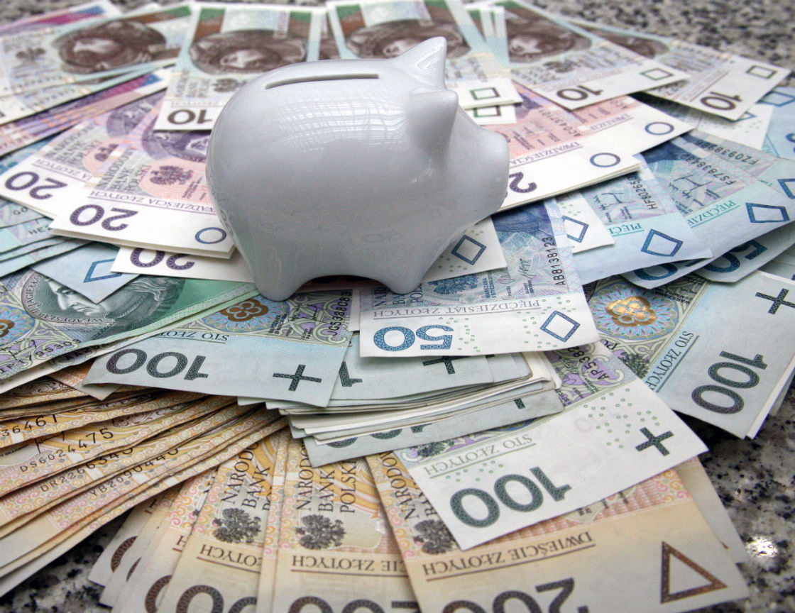 Pieniądze oraz świnka do oszczędzania, foto Dąbkowski NBP